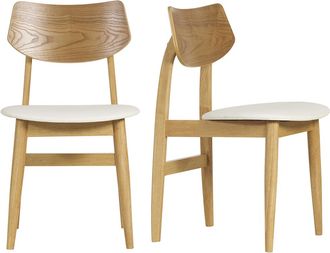 Miliboo Miliboo - Set De 2 Sillas N&oacute;rdicas De Madera Clara Y Blanco Elion