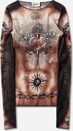 Jean Paul Gaultier Women s Re-Edition Safe Sex Tattoo Longsleeve Top Black
