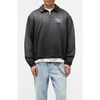 Represent Nothing Faster Quarter Zip Graphic Sweatshirt in Stained Black at Nordstrom, Size Xx-Large