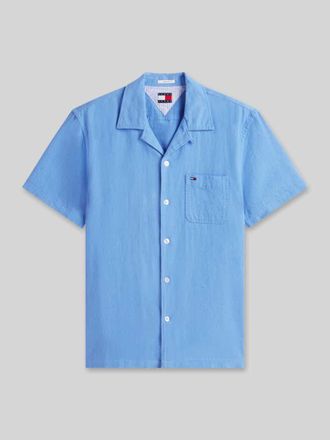 Tommy Jeans Regular Fit Freizeithemd aus Leinen-Baumwoll-Mix in Blau, Gr&ouml;&szlig;e XXL