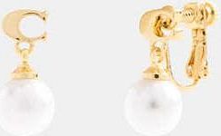 Coach Signature Pearl Drop Clip-On Earrings