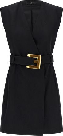 Balmain Black Wrap dress