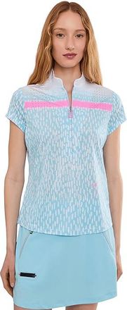 Jamie Sadock Graze Print Cap Sleeve Top Womens Clothing Blue : LG, Polyester/Spandex