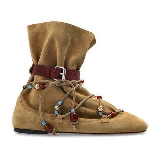 Isabel Marant Letiz Su&egrave;de Enkellaarsjes - Dames - Enkellaarsjes - Bruin - 40 EU - Su&egrave;de - Schoenen