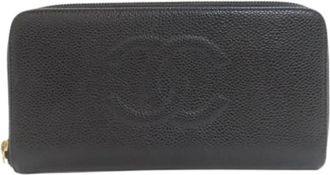 Chanel Pre-owned Lange portemonnee (bi-fold) - Dames - Vintage Accessoires - Zwart - ONE Size - Leer - Vintage