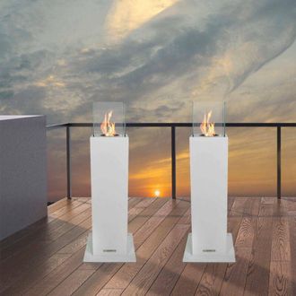 Dmora Chimenea De Bioetanol Dsimoncell, Chimenea Ecol&oacute;gica, Hogar Sin Humo, Calefactor De Etanol, Made In Italy, 20x20 H70 Cm, Blanco - Dmora