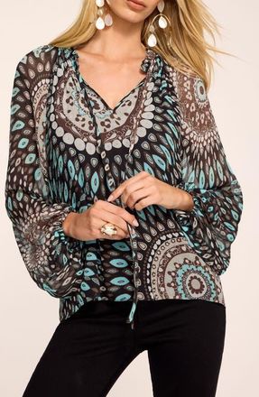 Ramy Brook Maisy Medallion Print Silk Top in Multi Medallion at Nordstrom, Size X-Small