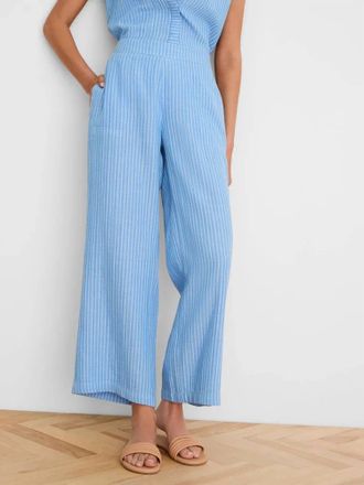Nic+Zoe Fairfield Wide Leg Gauze Ankle Pant In Blue
