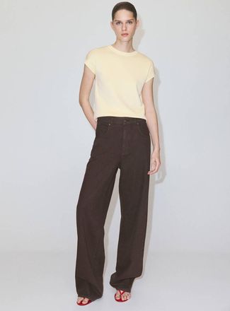 Mango T-shirt maglia maniche corte giallo pastello - Donna - XXS - MANGO