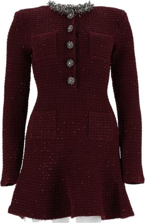 Self Portrait Rich Bordeaux Textured Mini Dress