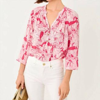 Lilly Pulitzer Elsa Pullover Blouse In Paradise Punch Thar She Blows