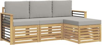 vidaXL Conjunto De Sof&aacute;s De Exterior 4 Uds. Blanco Y Gris Claro Vidaxl