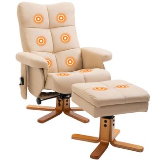 HOMCOM Homcom Sill&oacute;n Relax Reclinable Con Reposapi&eacute;s Con 10 Puntos De Masaje Funci&oacute;n Reclinable Giratorio 360&deg; Mando A Distancia Bolsillo Lateral Para Sal&oacute;n