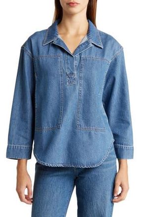 Madewell Denim Popover Top in Terrydale Wash at Nordstrom Rack, Size X-Small
