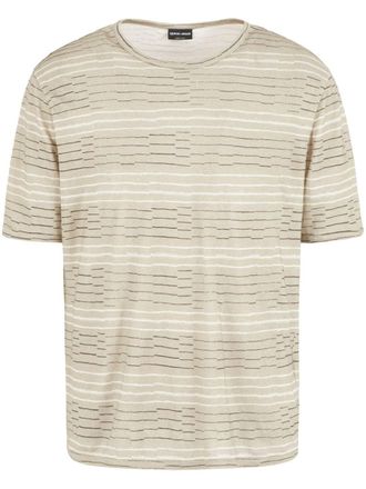 Giorgio Armani striped linen T-shirt - men - Linen/Flax - 52 - Neutrals