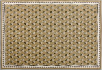 Maisons du monde Alfombra de algod&oacute;n con flores crudo y amarillo 160x230 cm