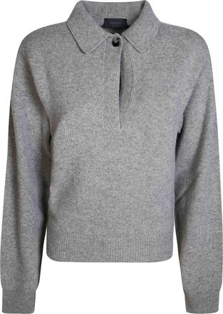 Haikure Ash Knitted Long-Sleeve Polo Shirt