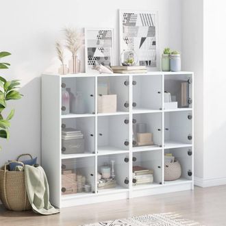 Berkfield Home Modern Bookcase with Doors White 136x37x109 cm Engineered Wood | Size: 136 x 37 x 109 cm