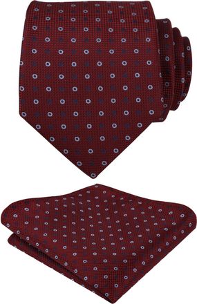 Alizeal Mens Classic Polka Dot Necktie and Hanky for Business Formal Tie with Pocket Square Set, Maroon+Blue