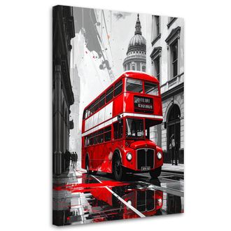 Feeby Cuadro En Lienzo, Autob&uacute;s Rojo De Londres, 70x100