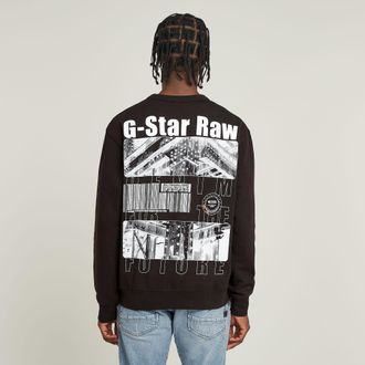 G-Star Substance Back Graphic Relaxed Sweater - Zwart - Heren