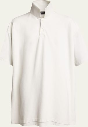Balenciaga Mens Oversized Double-Layer Polo Shirt