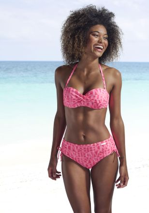 Elbsand Bikini-Hose ELBSAND Letra, Damen, Gr. 34, N-Gr, orange (koralle), Recycling-Polyamid, bedruckt, Badehosen Bikini-Hose, mit tollem Wording