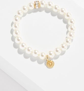 Talbots Classic Pearl Stretch Bracelet - Ivory Pearl/Gold - 001 Talbots