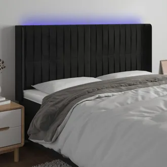vidaXL Cabecero Con Led De Terciopelo Negro 163x16x118/128 Cm Vidaxl