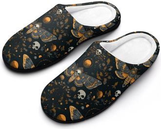 Generic Death Moth And Flower Print Womens Slippers Winter Warm House Shoes Indoor Outdoor Hotel Slipper