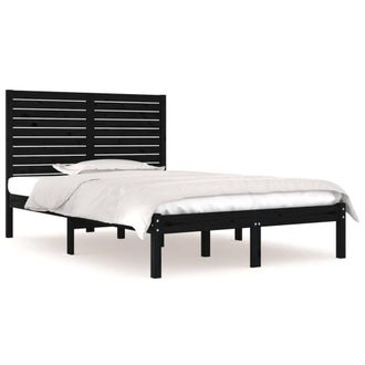 Berkfield Home Bed Frame Black Solid Wood 140x190 cm