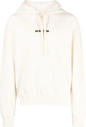 Jil Sander Hoodie van katoen met logoprint - Heren - Hoodies - Beige - L - Katoen - Hoodies & sweatvesten