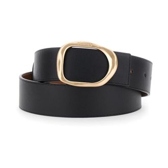 Twinset Accessoires, Dames, Zwart, M, Leer, Omkeerbare leren riem met gesp