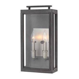 Netlighting Hinkley Sutcliffe Outdoor 2 Light Wall Lantern Aged Zinc IP44 in Grey