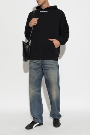 Palm Angels Cotton Sweatshirt With Printed Logo, Mens, Black
