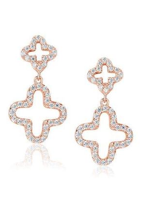 Suzy Levian CZ Clover Drop Earrings in Rose at Nordstrom Rack