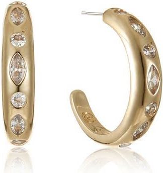Ettika Cubic Zirconia Lined Hoop Earrings in Gold at Nordstrom Rack