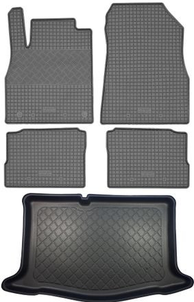 OEM Nissan Micra K14 Hatchback (5 Puertas) Desde 03.2017 Set - Alfombrillas De Goma Para Coche + Alfombrilla Para Maletero