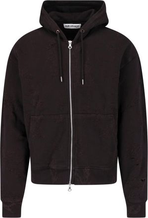 Our Legacy Brown Burnt Bouquet Cotton Zip-Through Hoodie