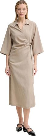 Sams&oslash;e & Sams&oslash;e Sahani Jurk - Dames - Wikkelkleedje - Beige - XS - Linnen - Kleedjes
