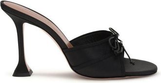 Amina Muaddi Black Fabric Womens Sandals