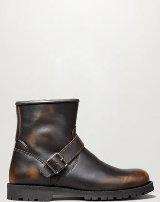 Belstaff Trialmaster Motorcycle Boots Mens Brushed Leather Brown Size UK 6.5