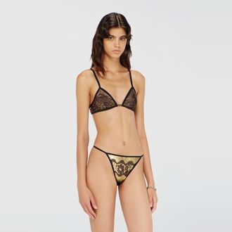 Diesel Stretch-tulle bra with metallic effect - Bras - Woman - Black