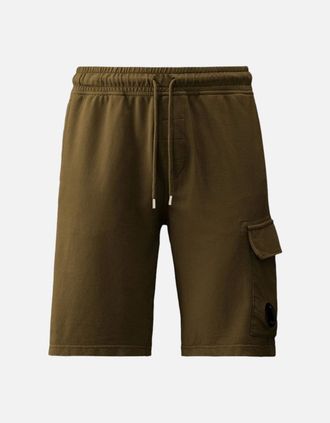 C.P. Company Mens C.P. Company Cotton Lens Light Fleece Khaki Green Shorts - Black - Size: 33/32/32