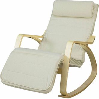 SoBuy SoBuy Sedia A Dondolo Poltrona Relax Poltroncina Poggia Gambe Regolabile Bianco FST16-W