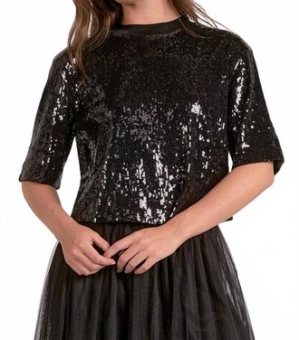 Elan Delilah Sequin Top In Black