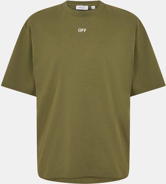 Off-white Mens Off White Crew Neck Short Sleeve Skate T-Shirt in Moss/White - Green - Size X-Large