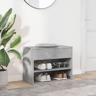 Berkfield Home Shoe Bench Concrete Grey 60x30x45 cm Engineered Wood | Size: 60 x 30 x 45 cm