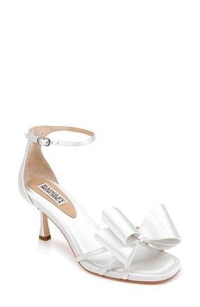 Badgley Mischka Alysha Ankle Strap Sandal in White Satin at Nordstrom Rack, Size 9.5