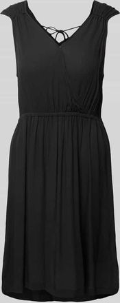 Ichi Knielanges Kleid aus Viskose mit V-Ausschnitt Modell MARRAKECH in Black, Gr&ouml;&szlig;e M